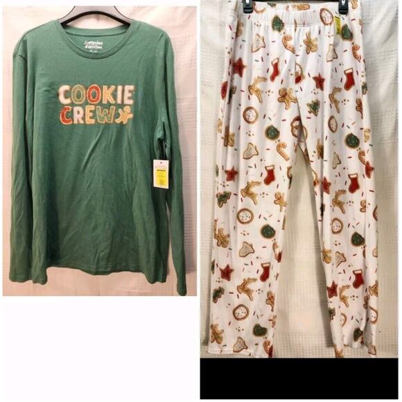 Cuddl Duds Other - Cuddl Duds Pajama Set Mens Size Med Gingerbread Man Fleece White